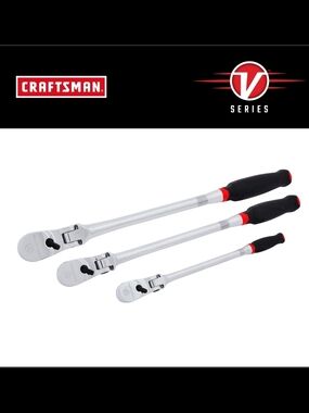 Craftsman 3-Piece Chrome Ratchet Set with Black/Red Grip